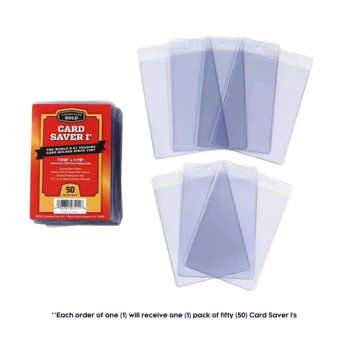 Card Saver 1 - Semi Rigid Card Holder for Graded Card Submittions - 50ct Pack